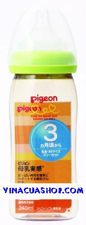 Bình sữa cổ rộng (nhựa, thủy tinh) Pigeon 240ml